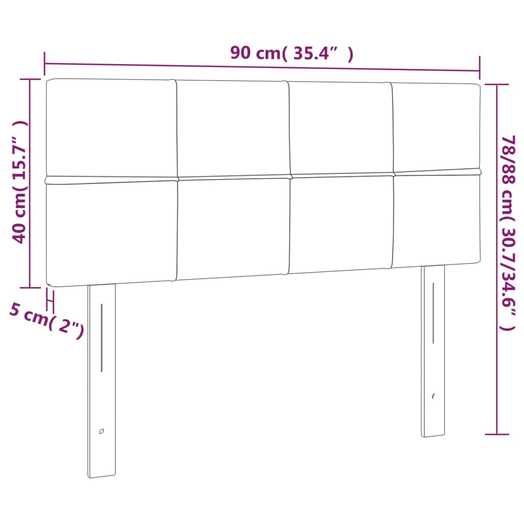 Sänggavel LED mörkbrun 90x5x78/88 cm tyg