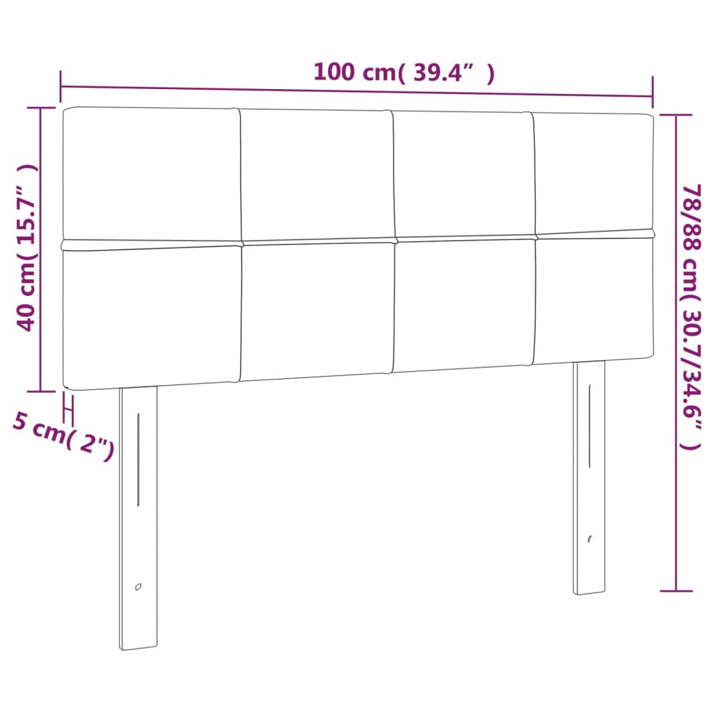 Sänggavel LED mörkbrun 100 x 5 x 78/88 cm tyg