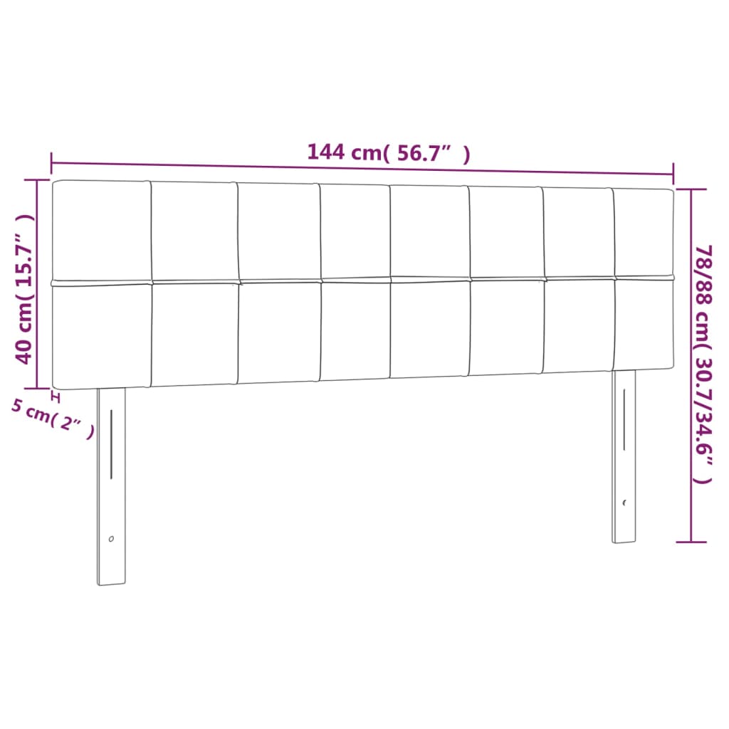 Sänggavel LED ljusgrå 144x5x78/88 cm tyg