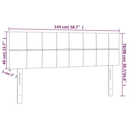 Sänggavel LED ljusgrå 144x5x78/88 cm tyg