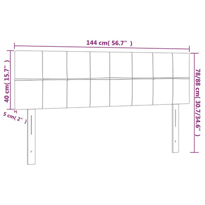 Sänggavel LED taupe 144x5x78/88 cm tyg