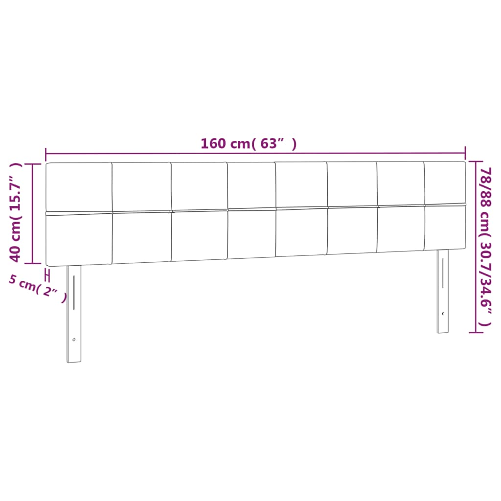 Sänggavel LED taupe 160x5x78/88 cm tyg