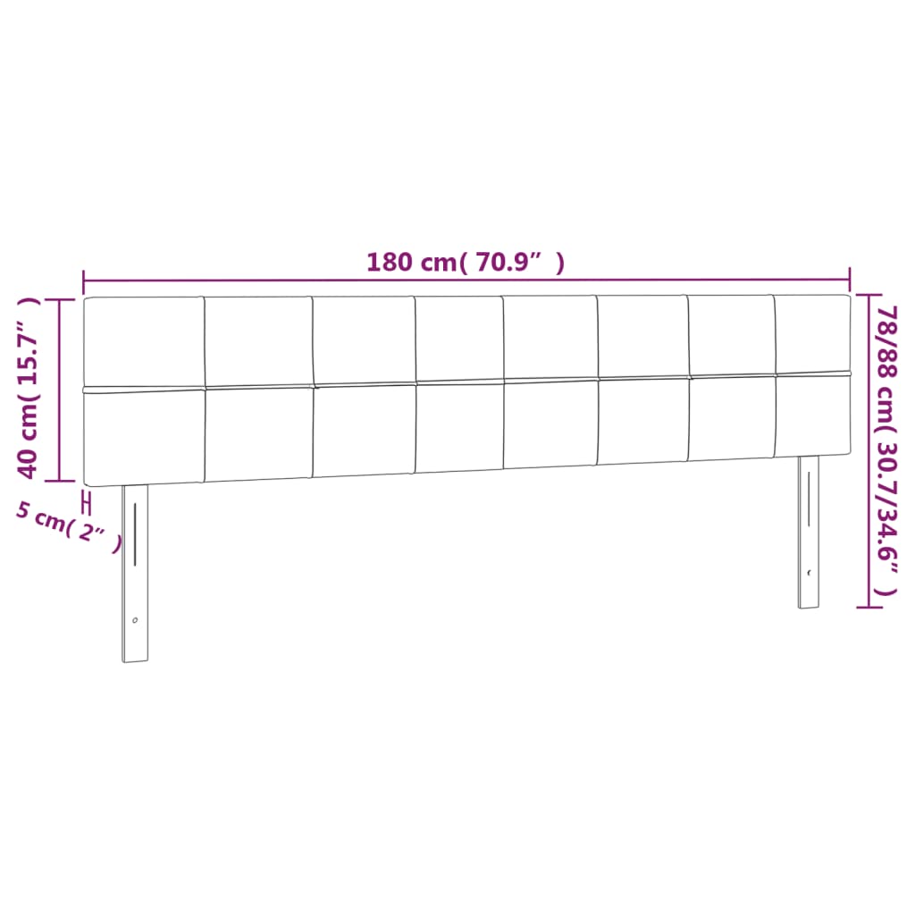 Sänggavel LED ljusgrå 180x5x78/88 cm tyg