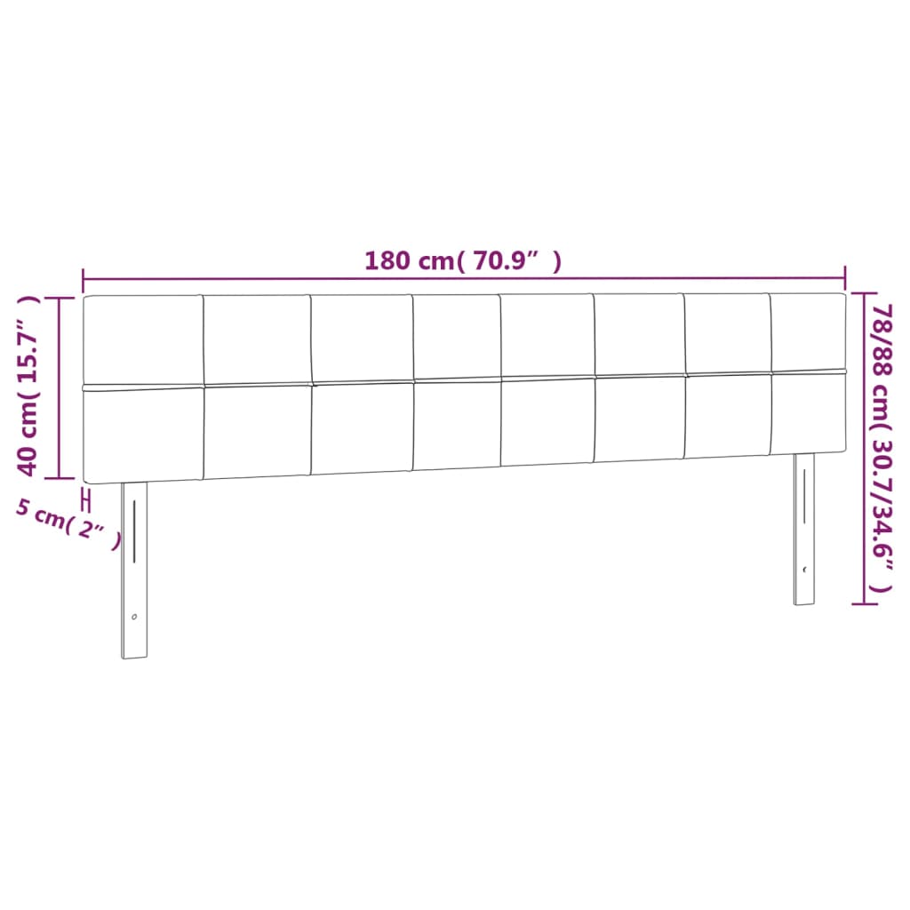 Sänggavel LED mörkgrå 180x5x78/88 cm tyg