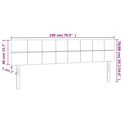 Sänggavel LED svart 180x5x78/88 cm tyg