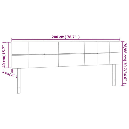 Sänggavel LED gräddvit 200x5x78/88 cm tyg