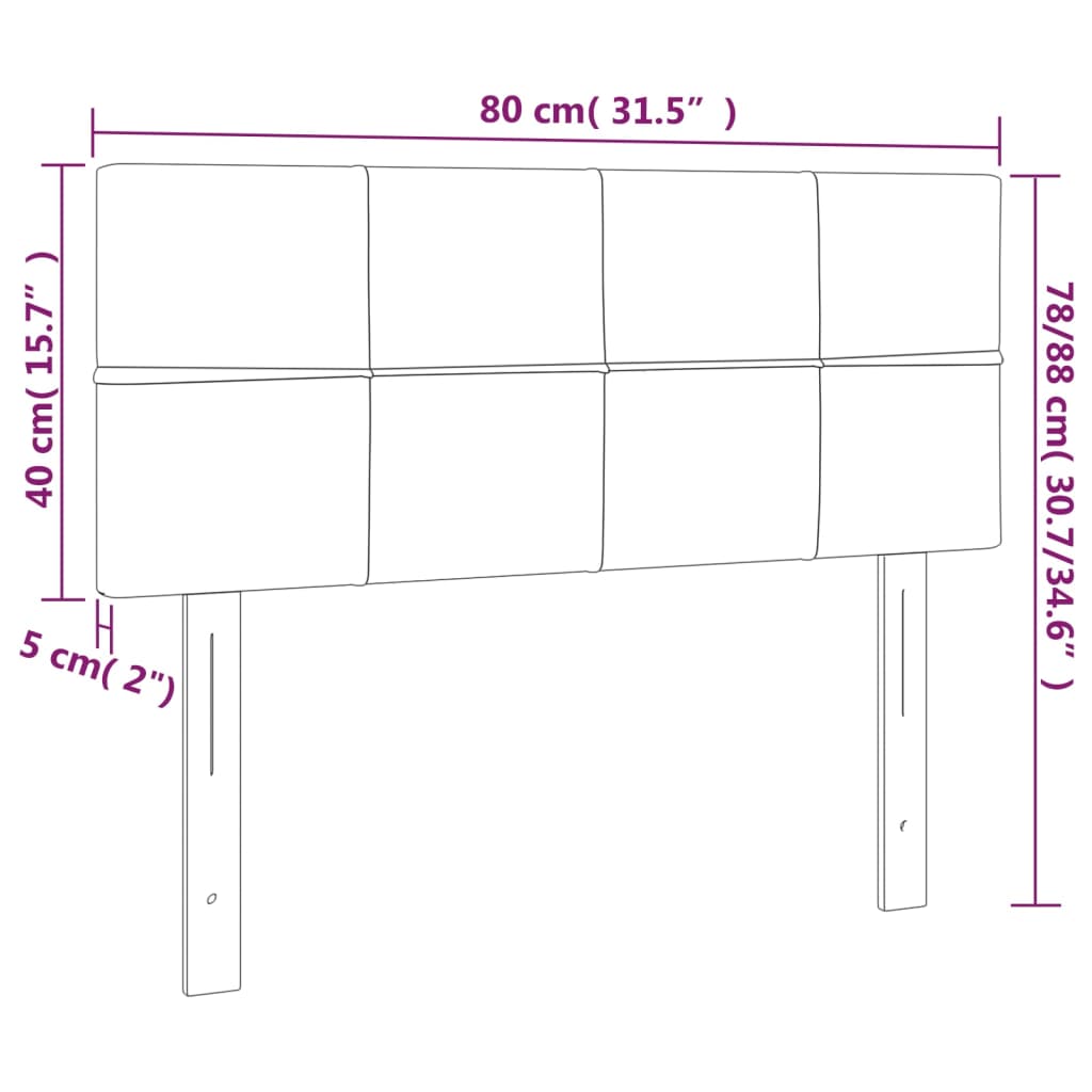 Sänggavel LED mörkgrå 80x5x78/88 cm sammet