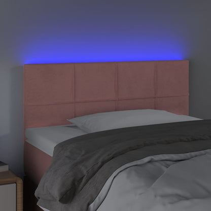 Sänggavel LED rosa 90x5x78/88 cm sammet