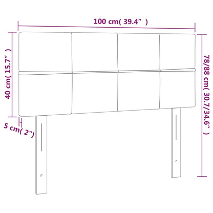 Sänggavel LED svart 100 x 5 x 78/88 cm sammet