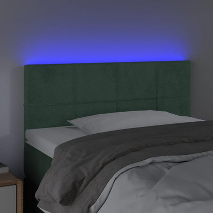 Sänggavel LED grön 100x5x78/88 cm sammet