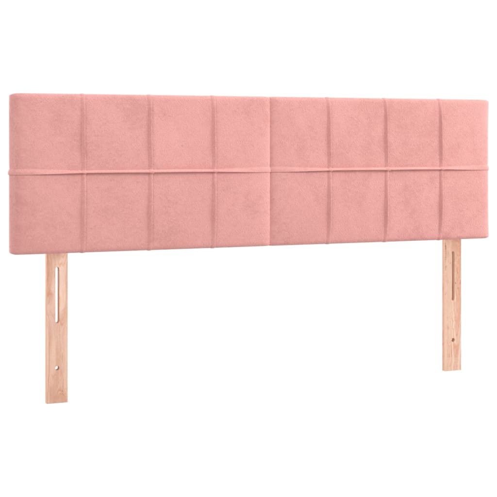 Sänggavel LED rosa 144x5x78/88 cm sammet