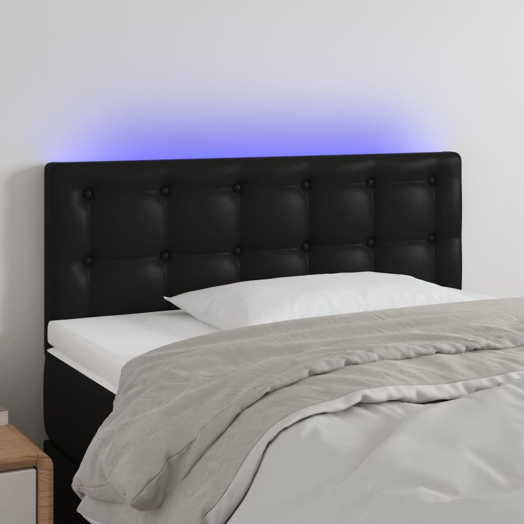 Sänggavel LED svart 80x5x78/88 cm konstläder