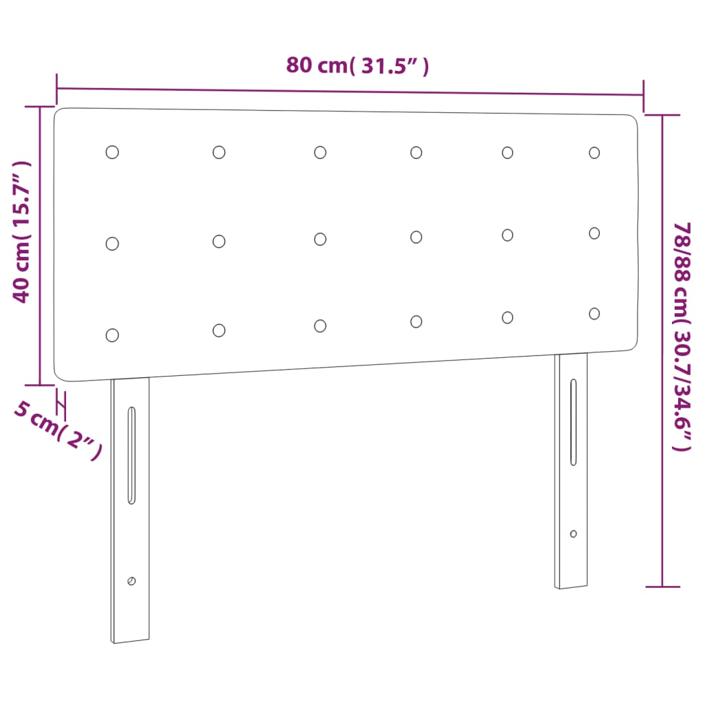 Sänggavel LED vit 80x5x78/88 cm konstläder