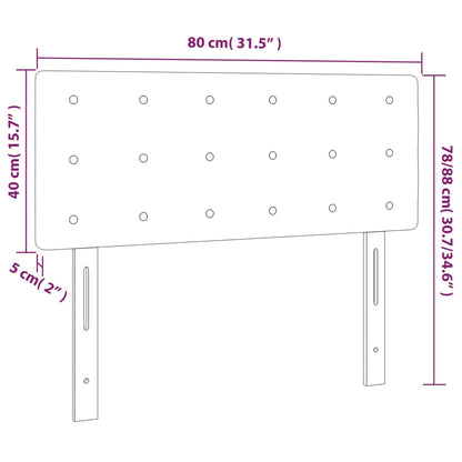 Sänggavel LED gräddvit 80x5x78/88 cm konstläder