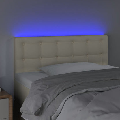 Sänggavel LED gräddvit 100x5x78/88 cm konstläder