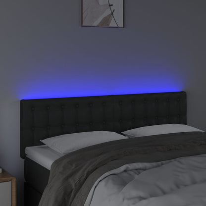 Sänggavel LED svart 144x5x78/88 cm konstläder