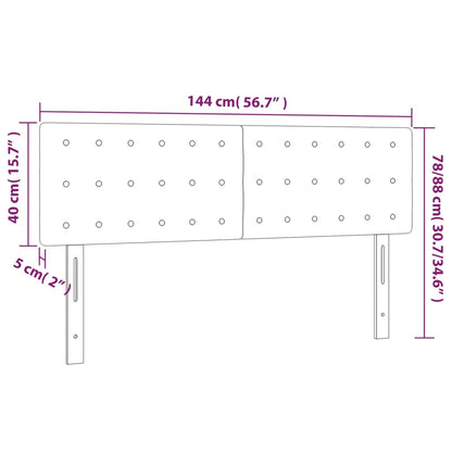 Sänggavel LED svart 144x5x78/88 cm konstläder