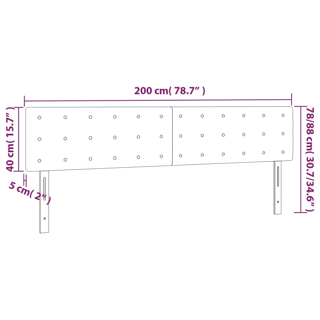 Sänggavel LED vit 200x5x78/88 cm konstläder