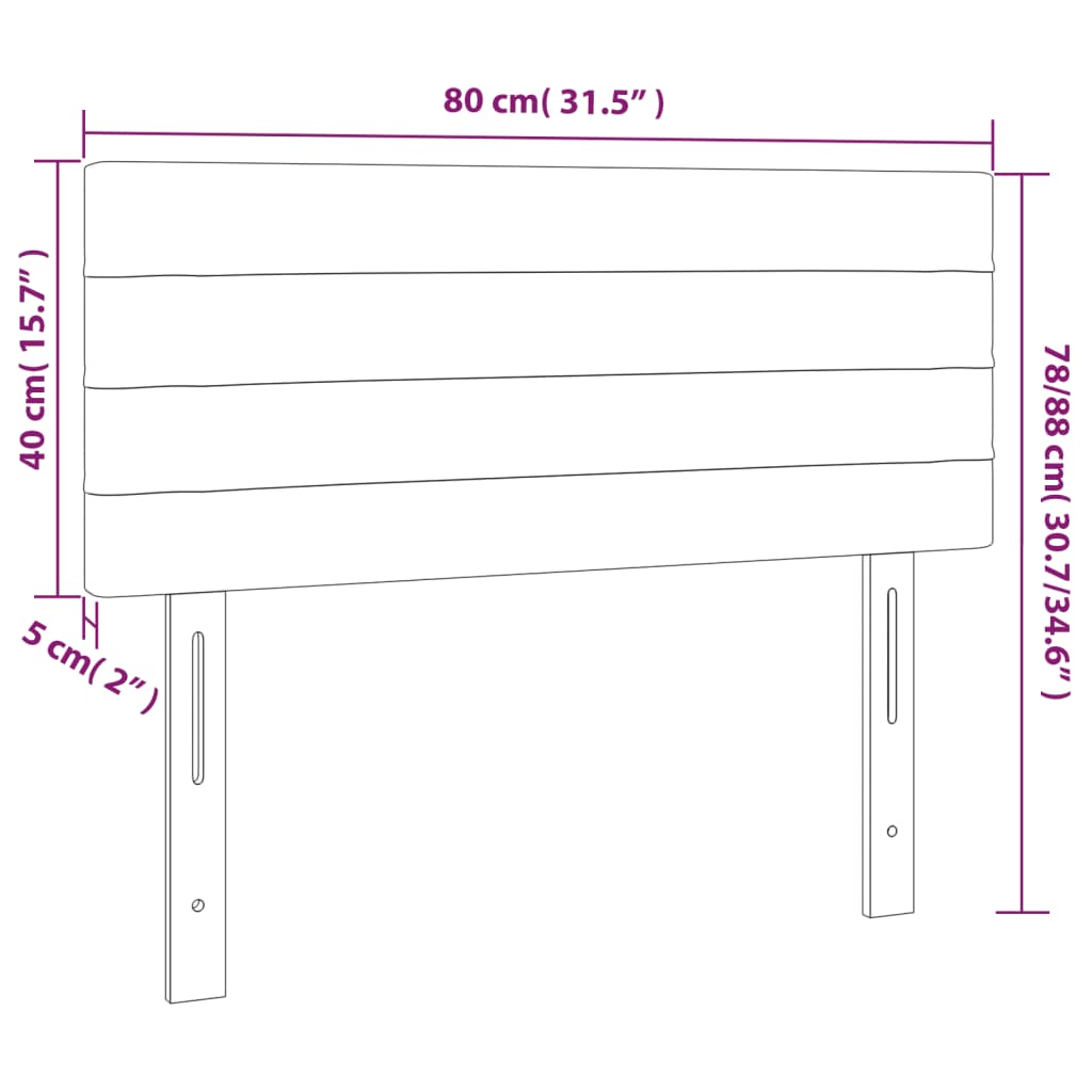 Sänggavel LED ljusgrå 80x5x78/88 cm tyg