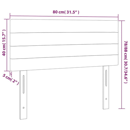 Sänggavel LED mörkgrå 80x5x78/88 cm tyg