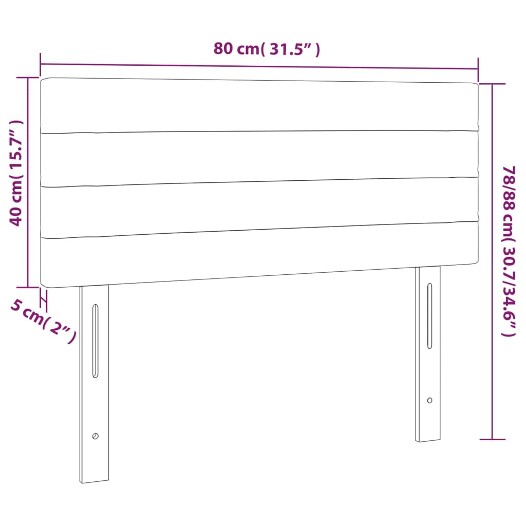 Sänggavel LED gräddvit 80x5x78/88 cm tyg