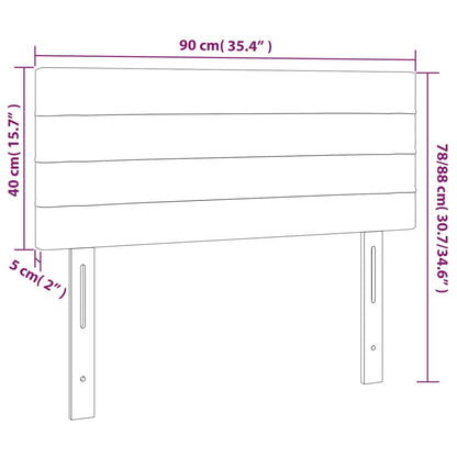 Sänggavel LED svart 90x5x78/88 cm tyg