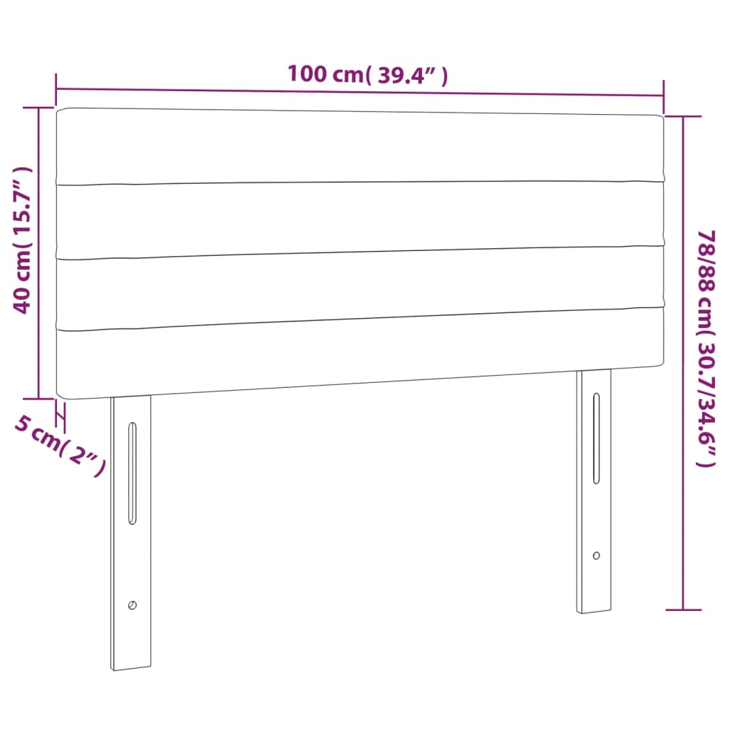 Sänggavel LED ljusgrå 100x5x78/88 cm tyg