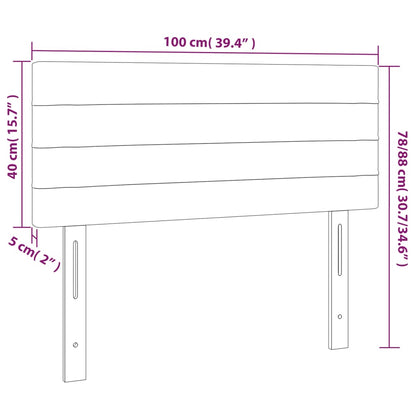 Sänggavel LED svart 100 x 5 x 78/88 cm tyg