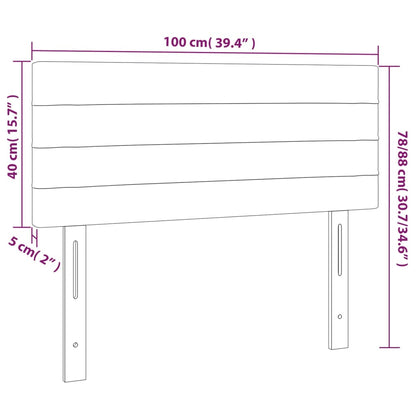 Sänggavel LED gräddvit 100 x 5 x 78/88 cm tyg