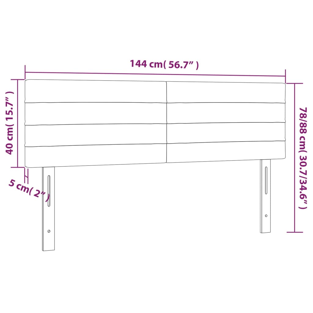 Sänggavel LED ljusgrå 144x5x78/88 cm tyg