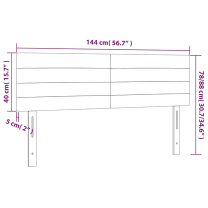 Sänggavel LED ljusgrå 144x5x78/88 cm tyg