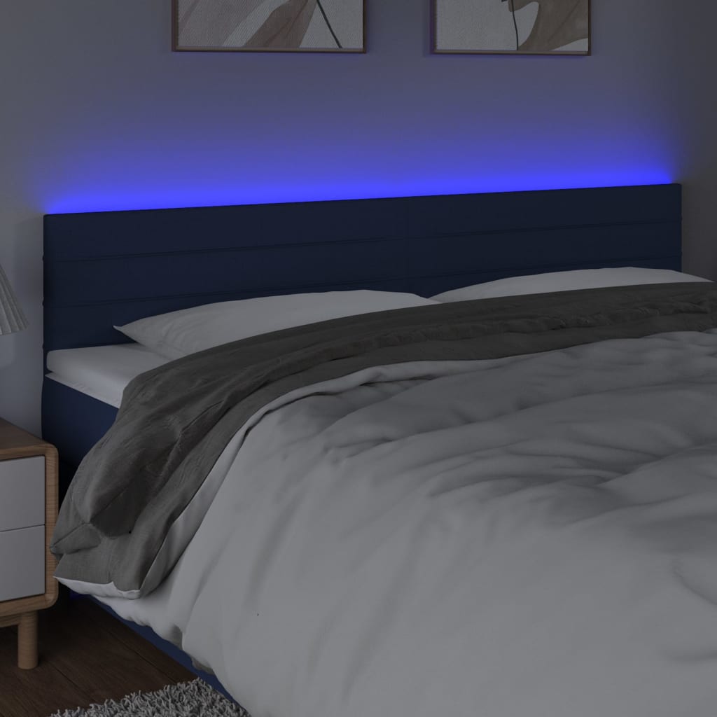 Sänggavel LED blå 160x5x78/88 cm tyg