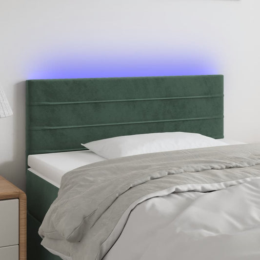 Sänggavel LED mörkgrön 80x5x78/88 cm sammet