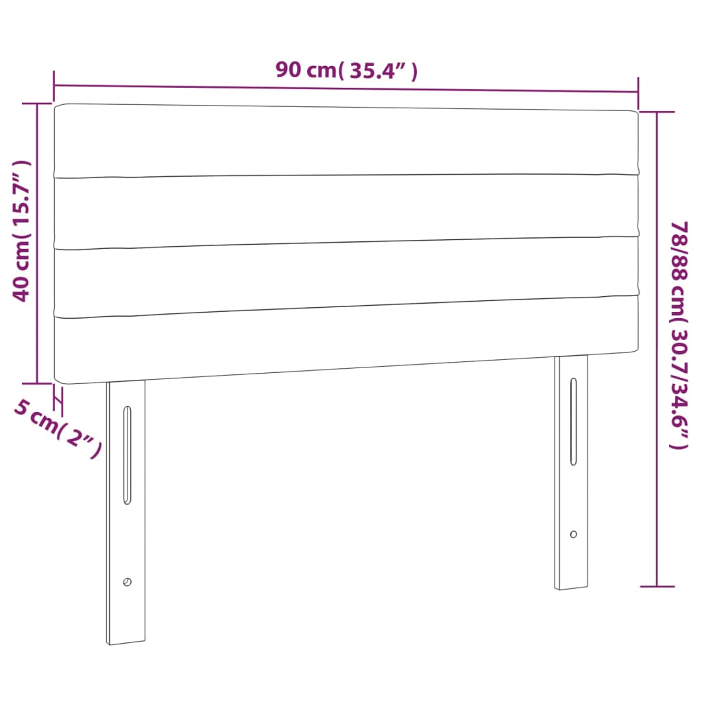 Sänggavel LED mörkgrå 90x5x78/88 cm sammet