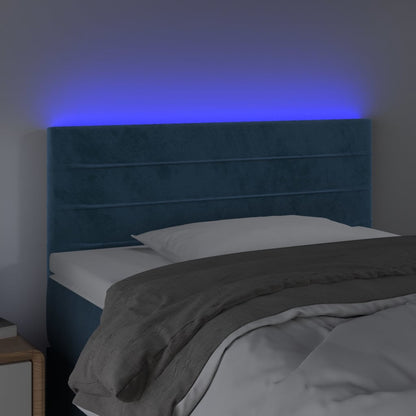 Sänggavel LED blå 100 x 5 x 78/88 cm sammet