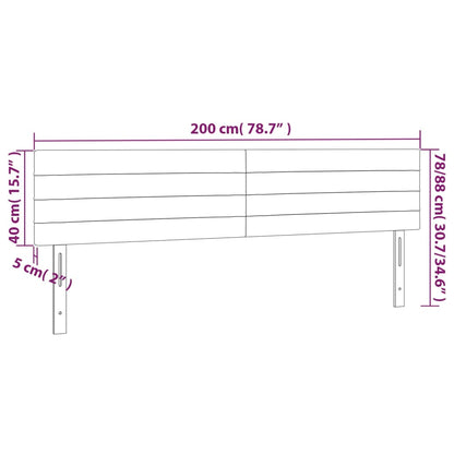 Sänggavel LED rosa 200x5x78/88 cm sammet