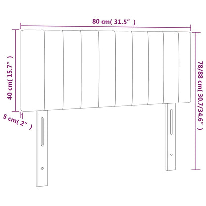 Sänggavel LED gräddvit 80x5x78/88 cm tyg