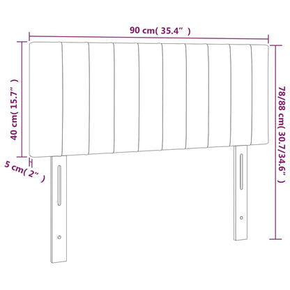 Sänggavel LED ljusgrå 90x5x78/88 cm tyg