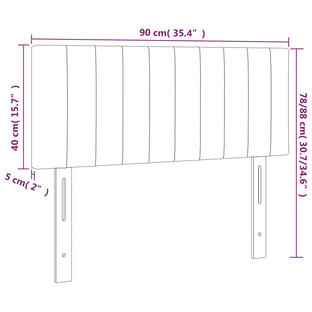 Sänggavel LED svart 90x5x78/88 cm tyg