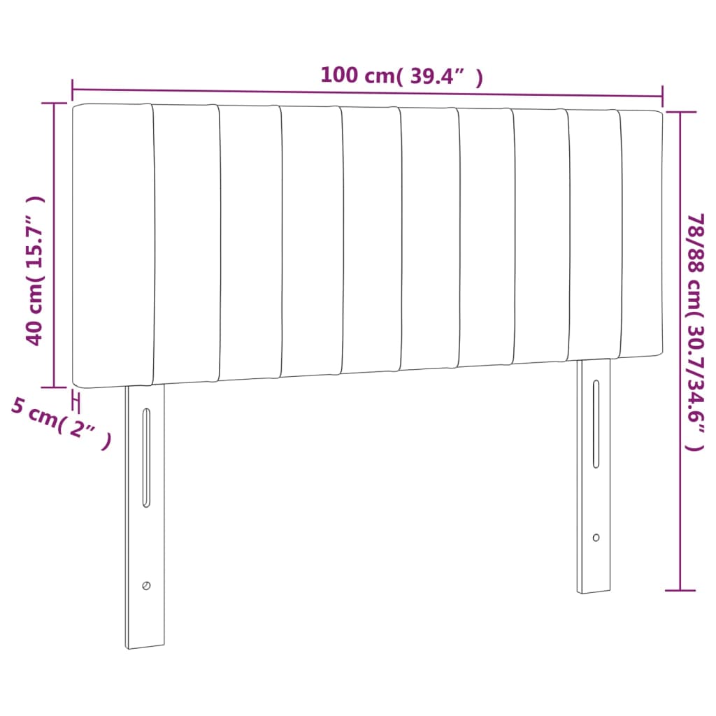 Sänggavel LED mörkbrun 100 x 5 x 78/88 cm tyg