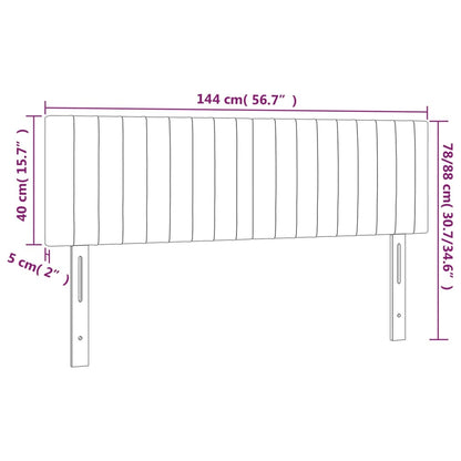 Sänggavel LED ljusgrå 144x5x78/88 cm tyg