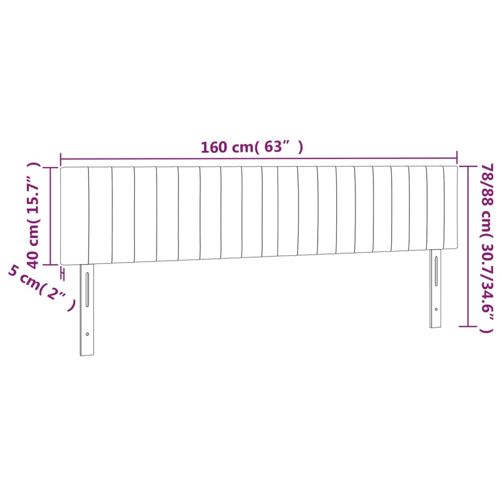 Sänggavel LED ljusgrå 160x5x78/88 cm tyg