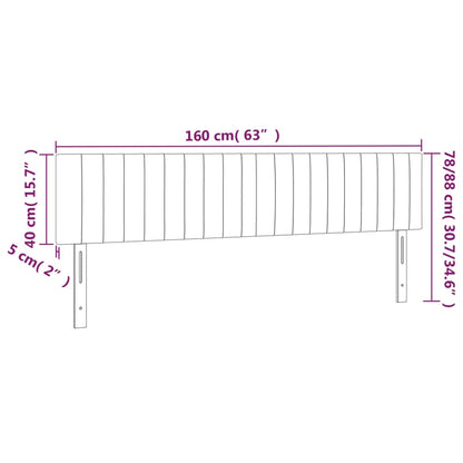 Sänggavel LED ljusgrå 160x5x78/88 cm tyg