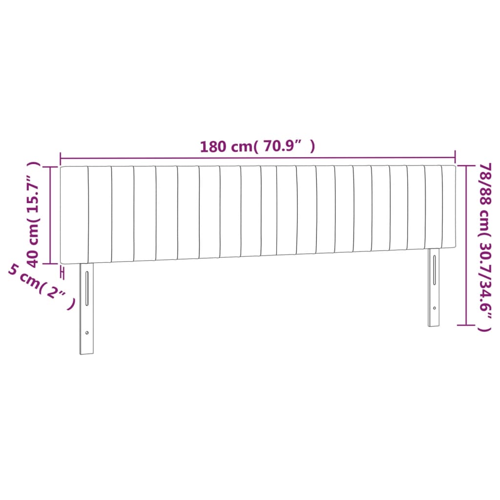 Sänggavel LED mörkgrå 180x5x78/88 cm tyg