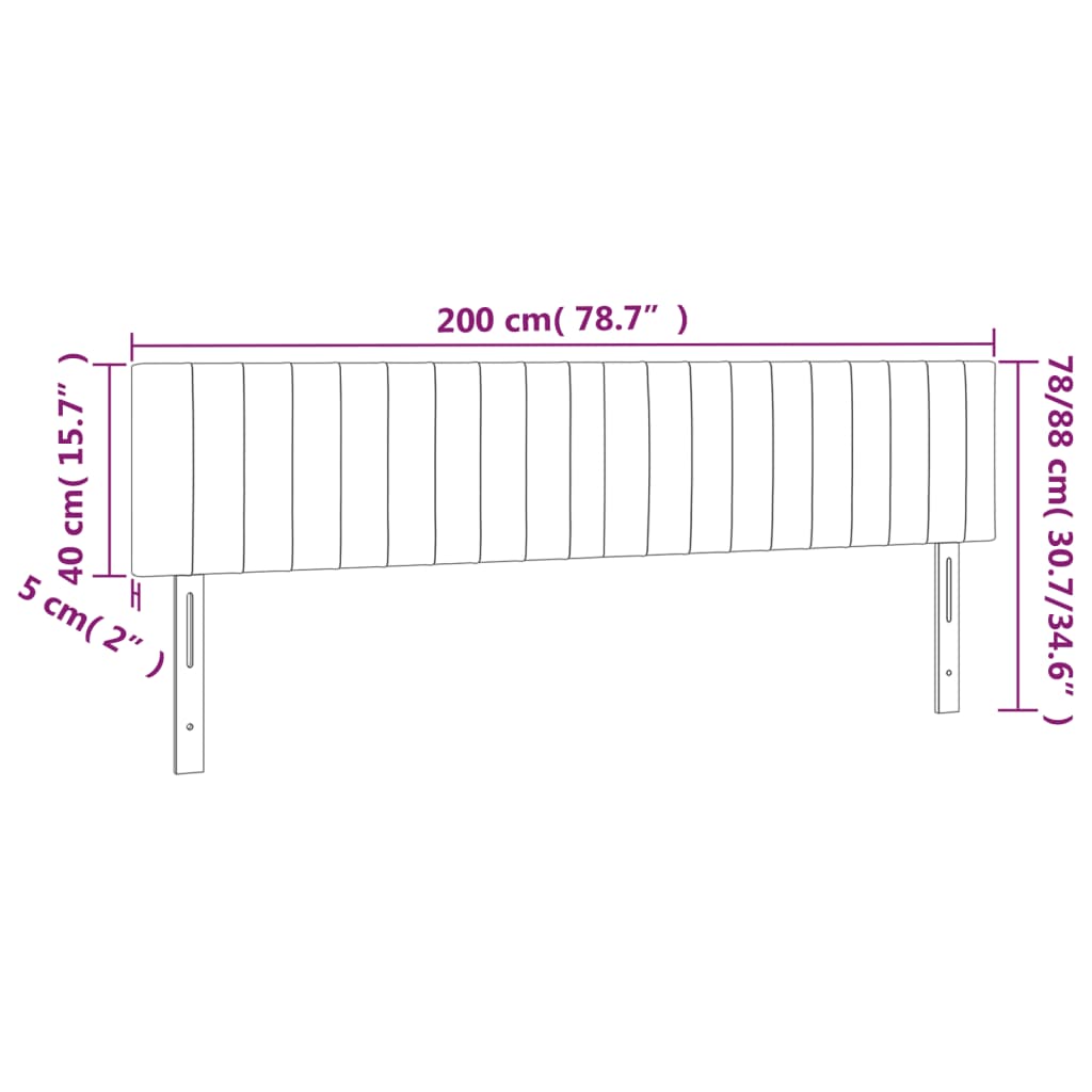 Sänggavel LED taupe 200x5x78/88 cm tyg