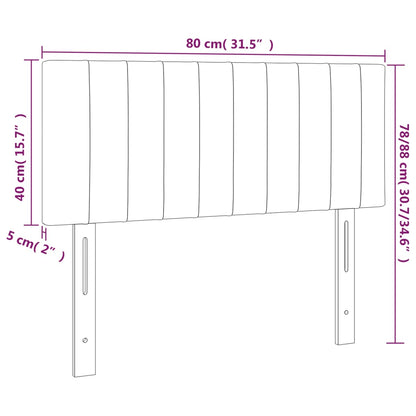 Sänggavel LED mörkgrå 80x5x78/88 cm sammet