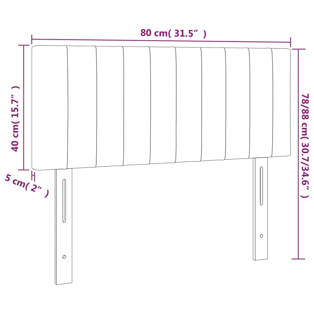 Sänggavel LED rosa 80x5x78/88 cm sammet