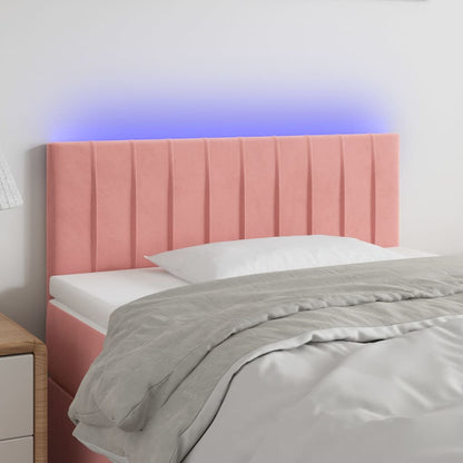 Sänggavel LED rosa 80x5x78/88 cm sammet