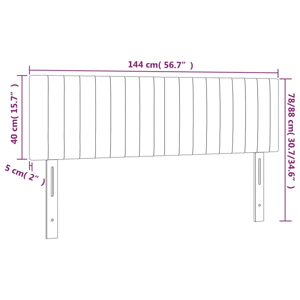 Sänggavel LED svart 144x5x78/88 cm sammet