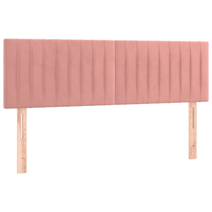 Sänggavel LED rosa 144x5x78/88 cm sammet